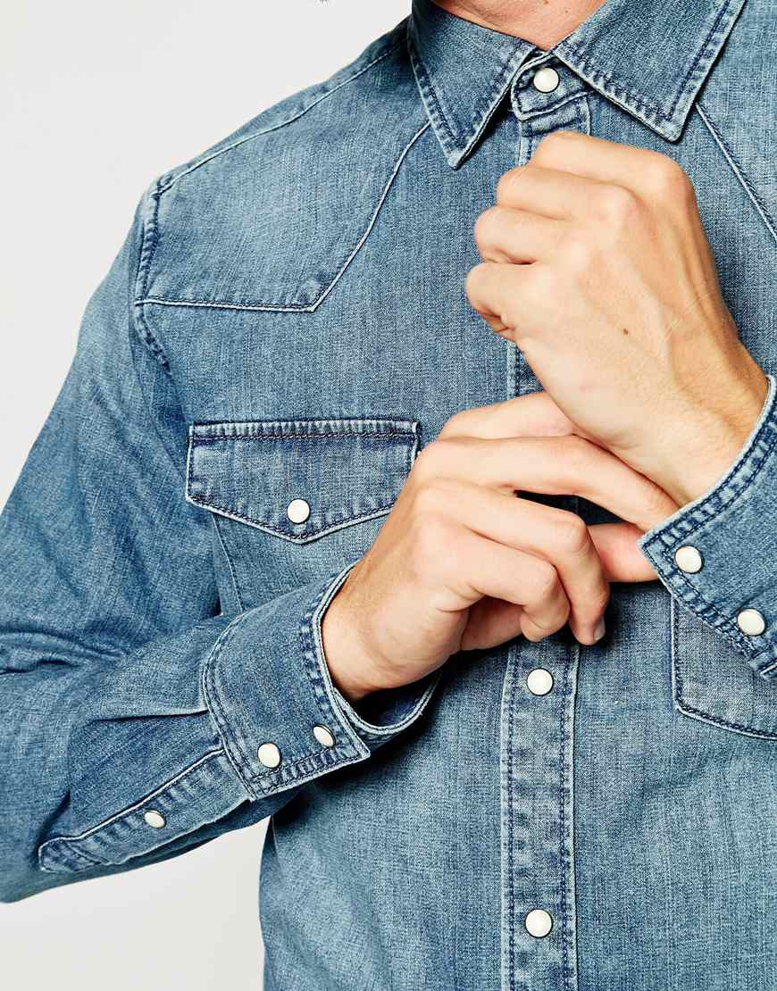 Lyst Esprit Heavyweight Denim Western Shirt in Blue for Men