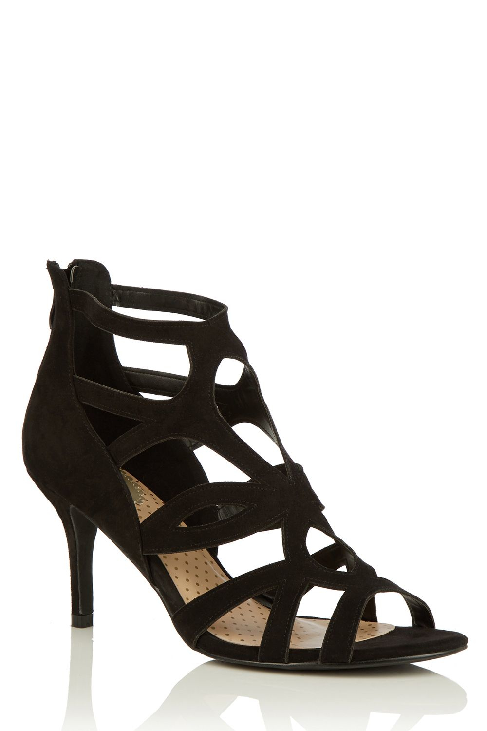 black caged sandals