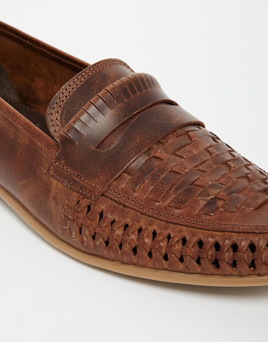 Eve legemliggøre dreng ASOS Woven Loafers In Leather in Brown for Men | Lyst