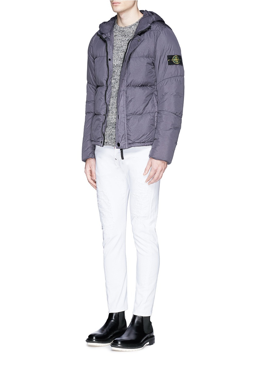 Stone Island Crinkle Reps Down Puffer Jacket In Purple For Men Lyst