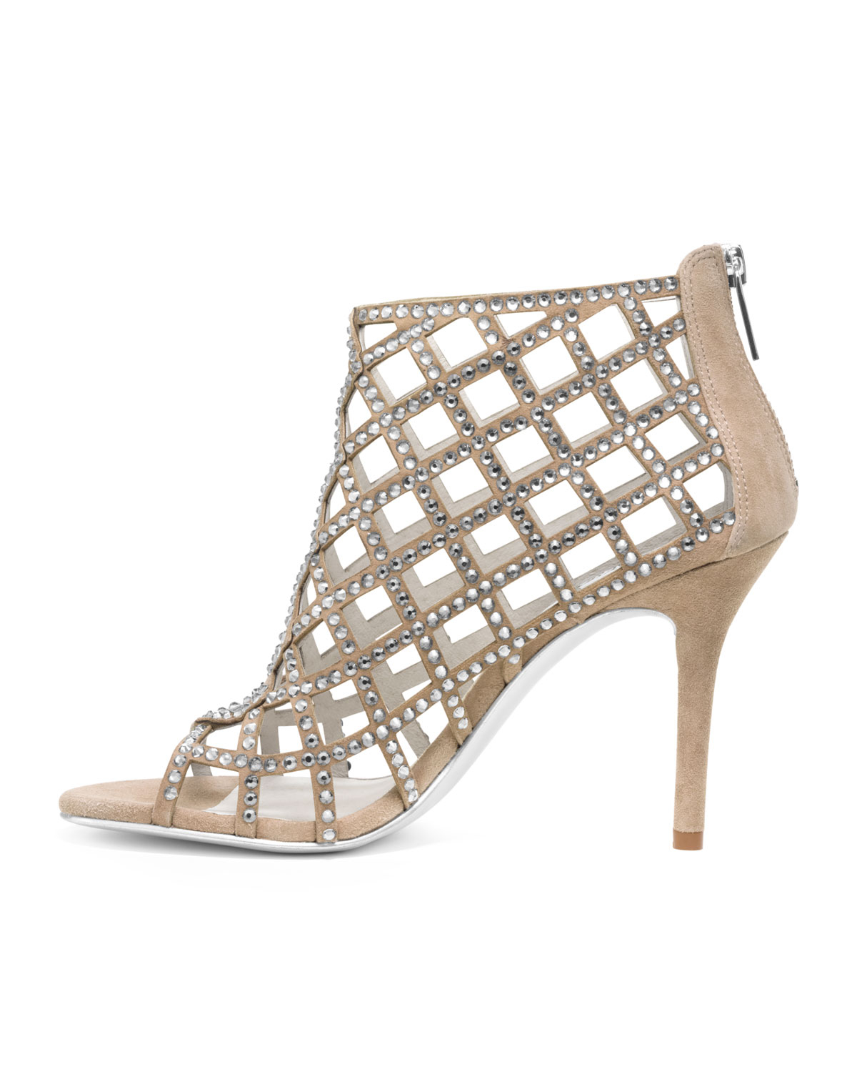 Michael Kors Yvonne Crystallized Cage Bootie in Khaki 