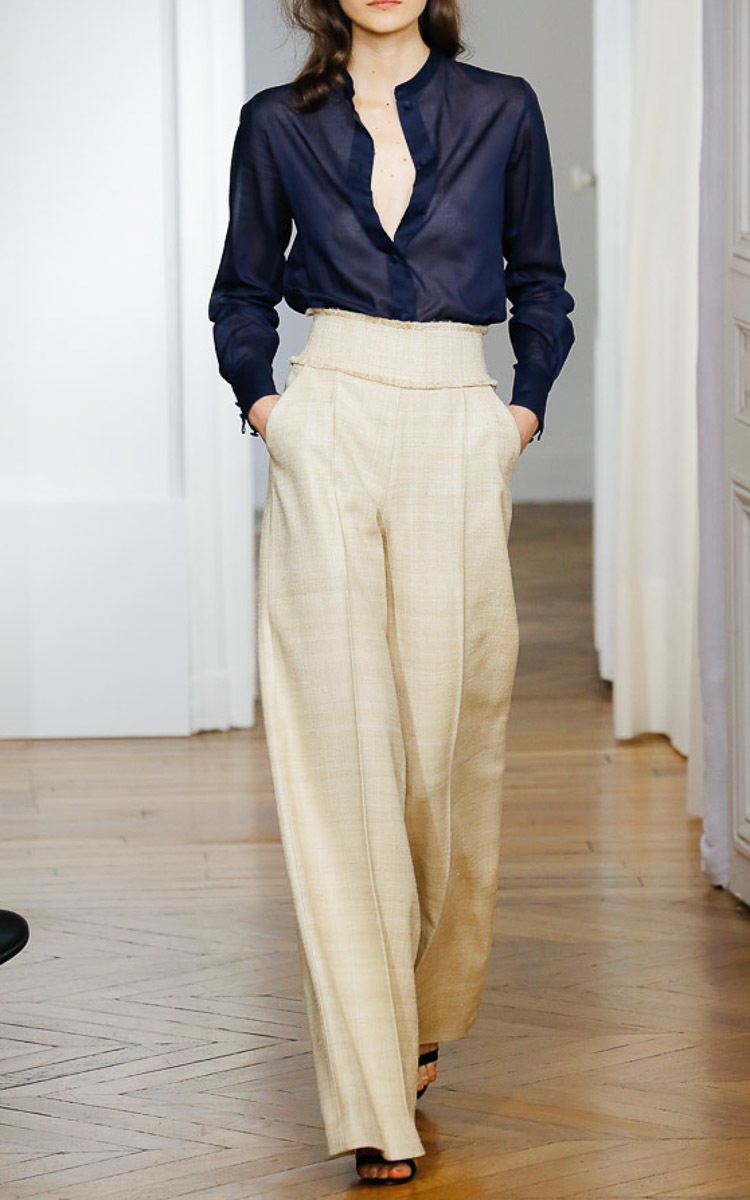 high waisted tweed trousers