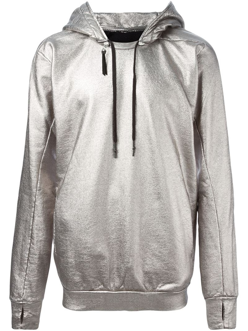 Boris Bidjan Saberi 11 Metallic Hoodie in Gray for Men Lyst