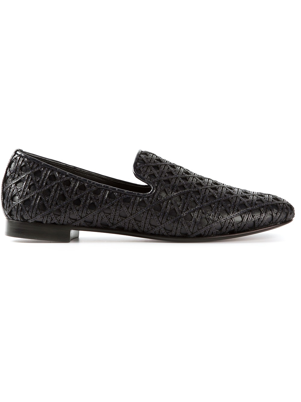 Lyst - Giuseppe Zanotti Woven Leather Loafers in Black for Men