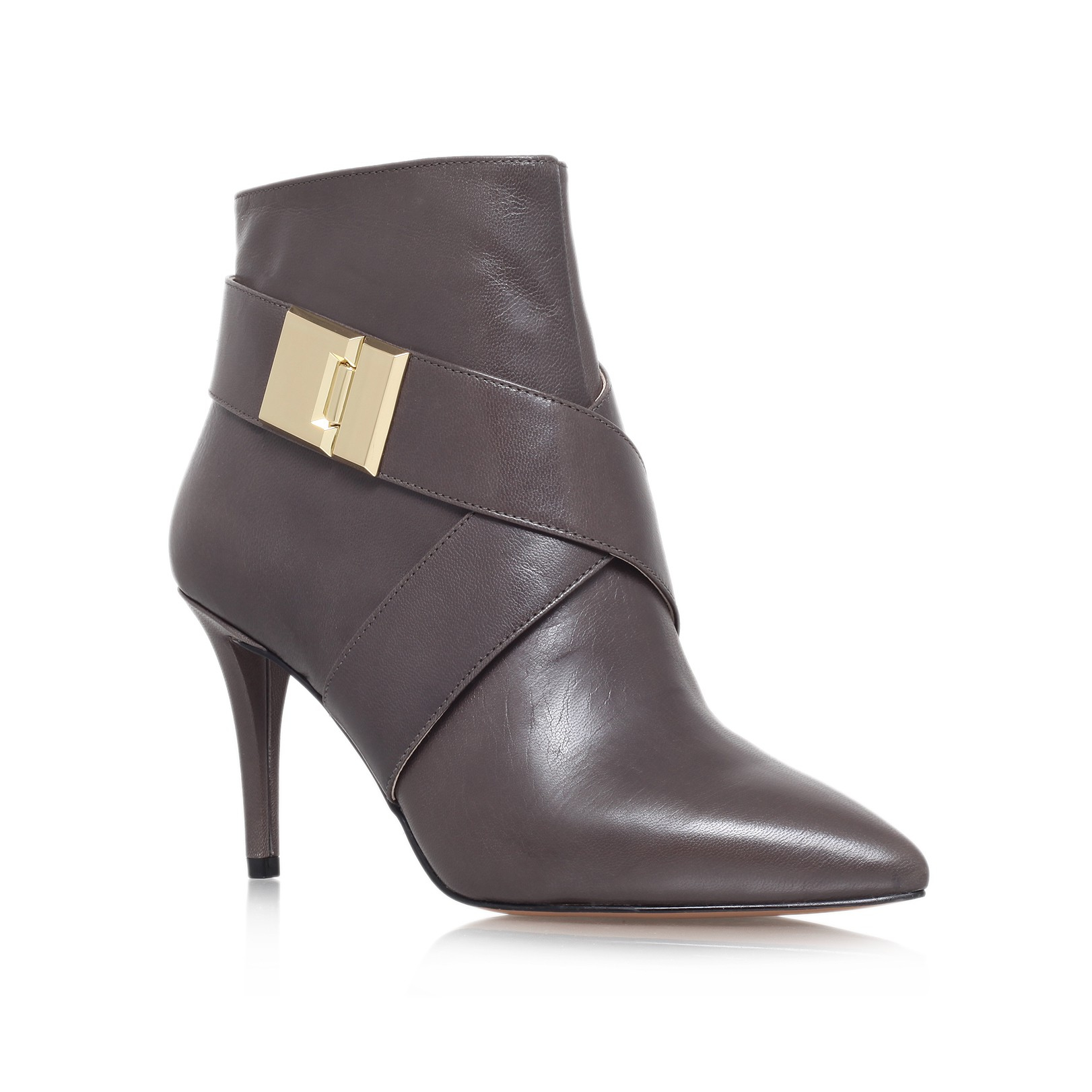 gray high heel boots