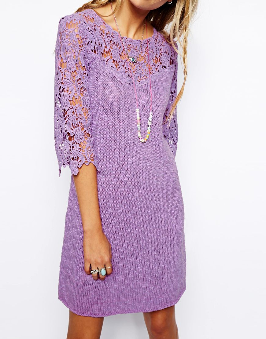 purple crochet dress