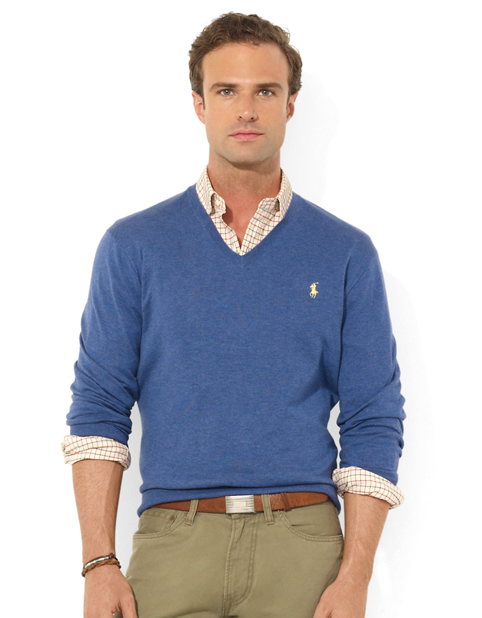 Polo Ralph Lauren Pima Cotton Vneck Sweater in Blue for Men (Shale Blue ...