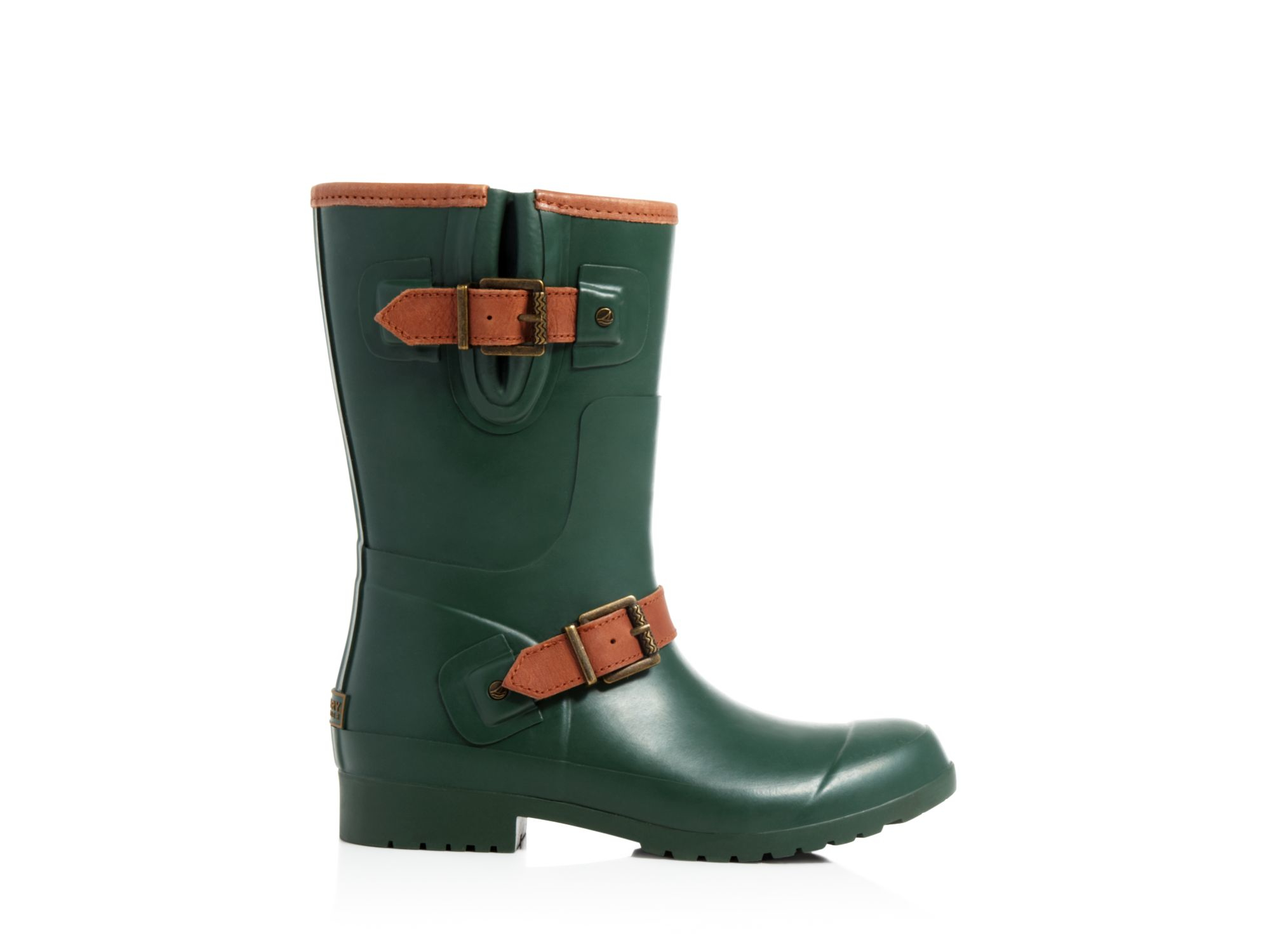 green sperry rain boots