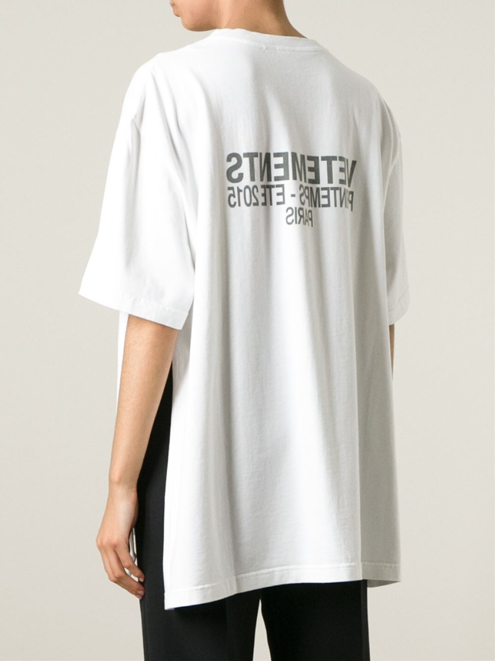 Vetements Back Print Oversized T-Shirt in White | Lyst