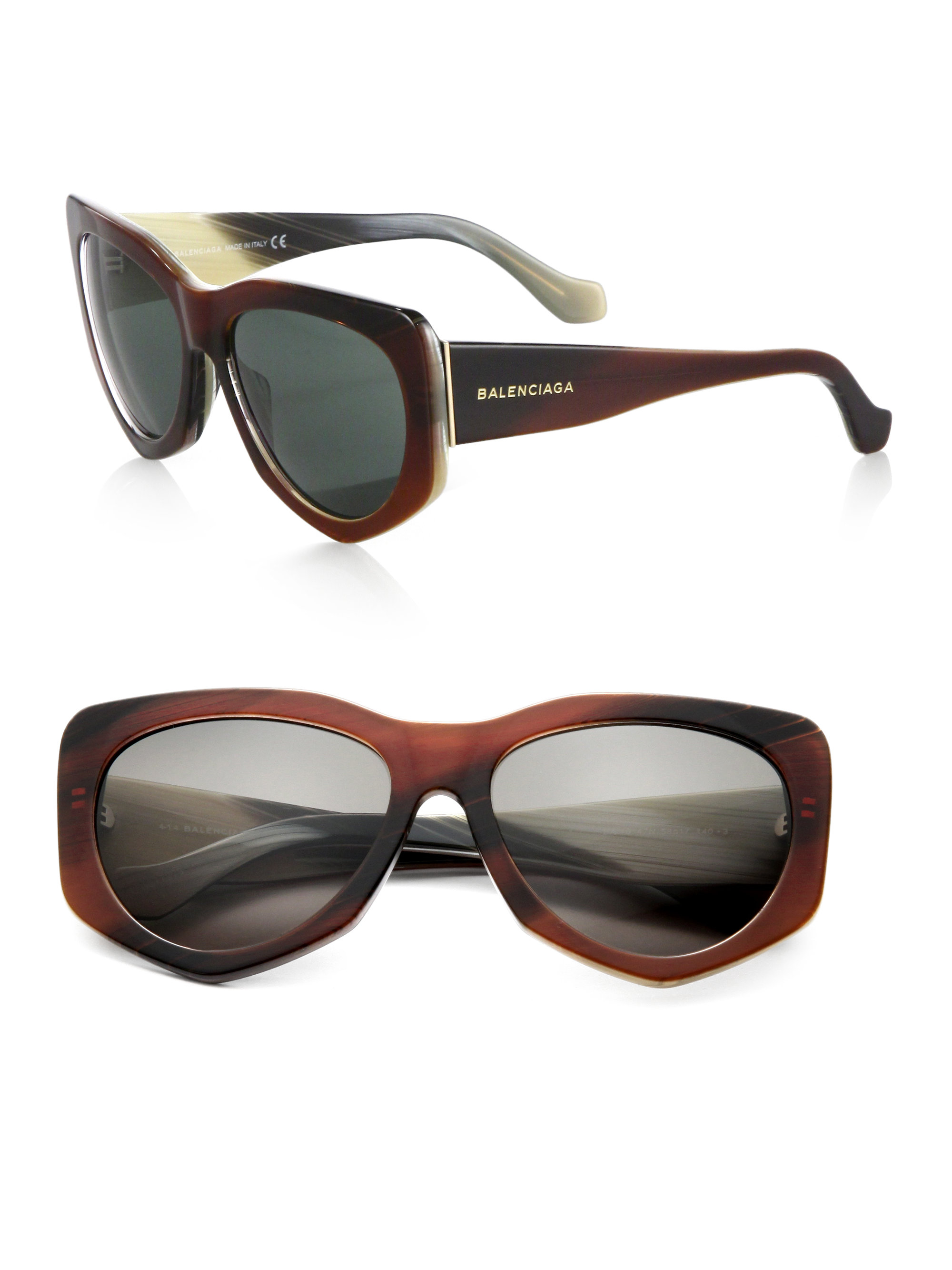 Balenciaga Geometric Retro Sunglasses in Brown | Lyst