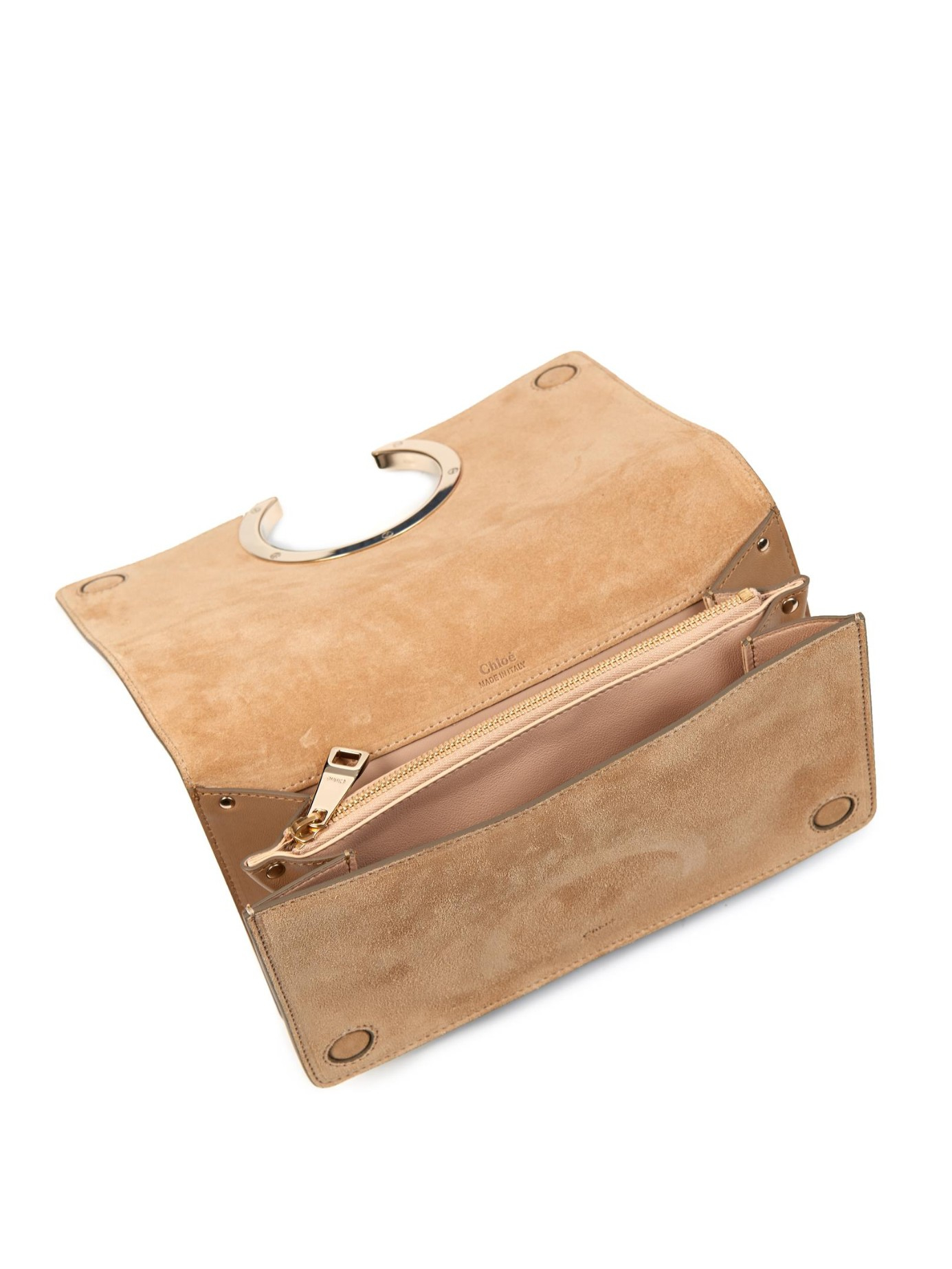 imitation chloe bags - Chlo Gabrielle Leather And Suede Clutch in Beige (DARK BEIGE) | Lyst