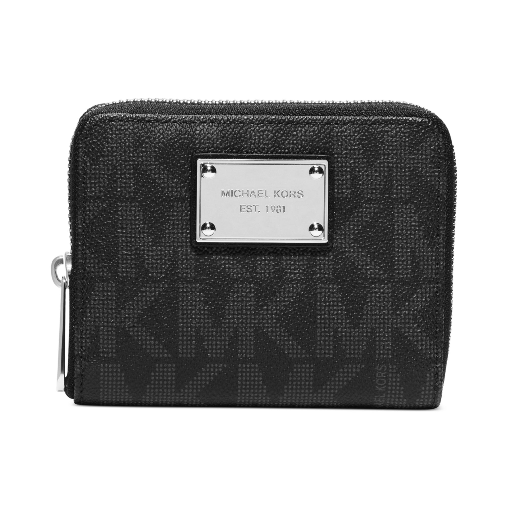 michael kors black zip around wallet