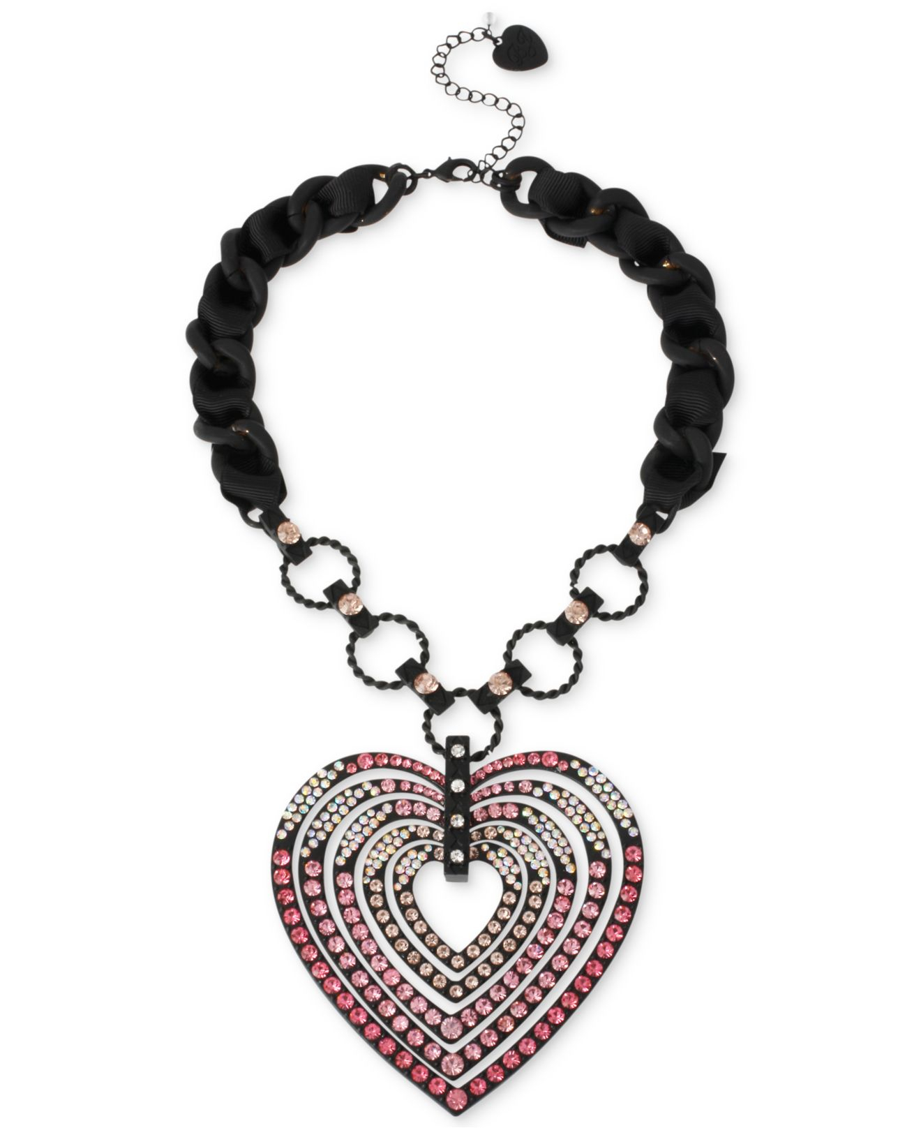 Betsey Johnson BlackTone Large Heart Pendant Necklace in Pink Lyst