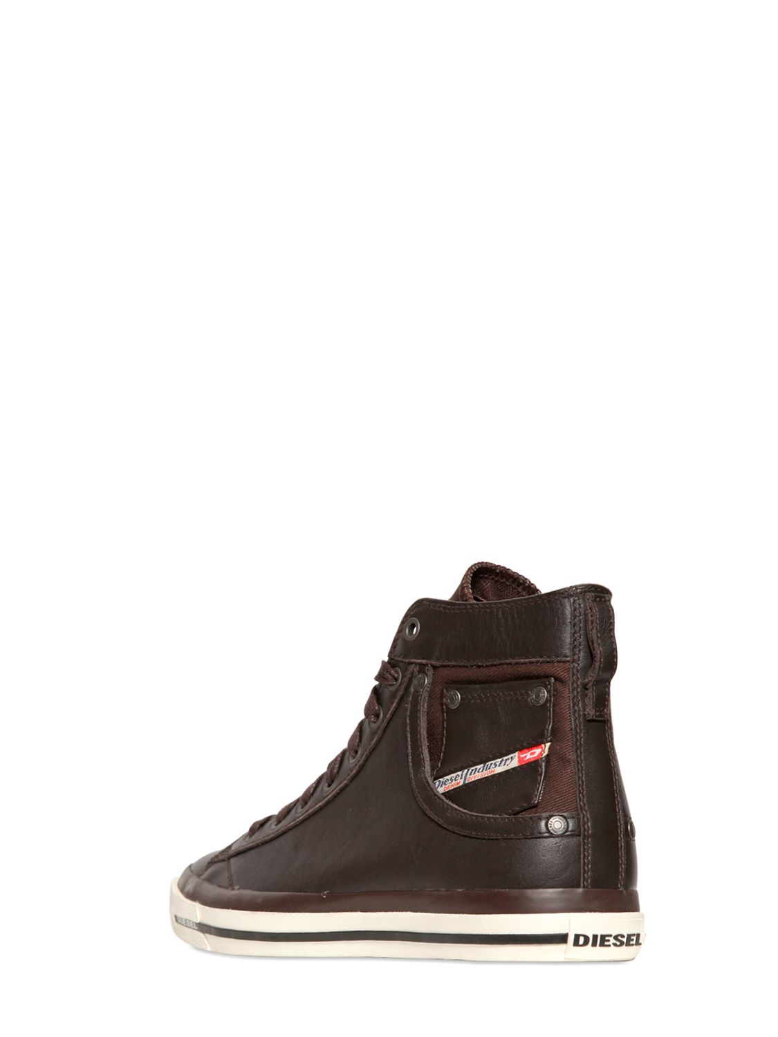 DIESEL Leather High Top Sneakers in Brown for Men Lyst
