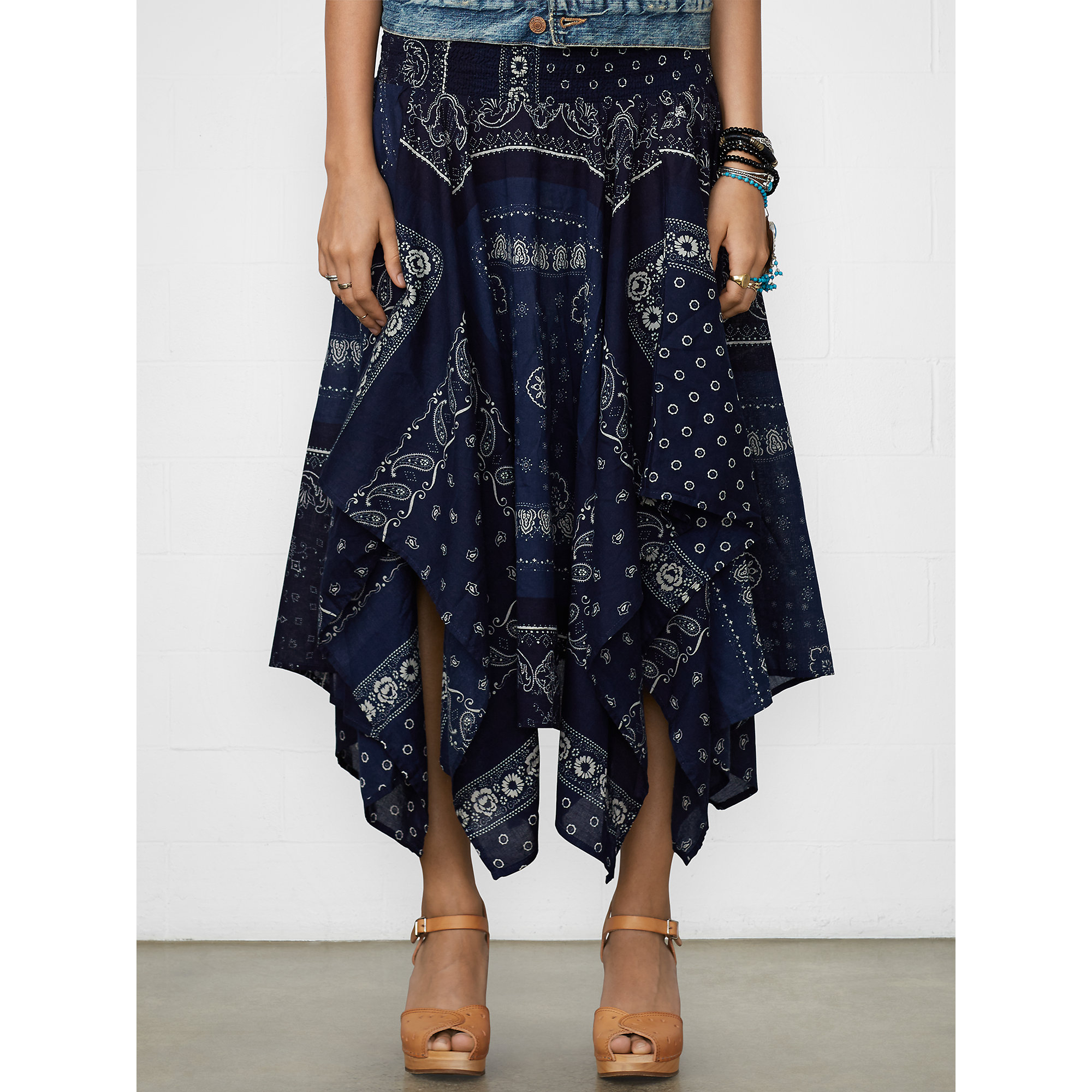 Denim & Supply Ralph Lauren Smocked Handkerchief Skirt in Blue | Lyst