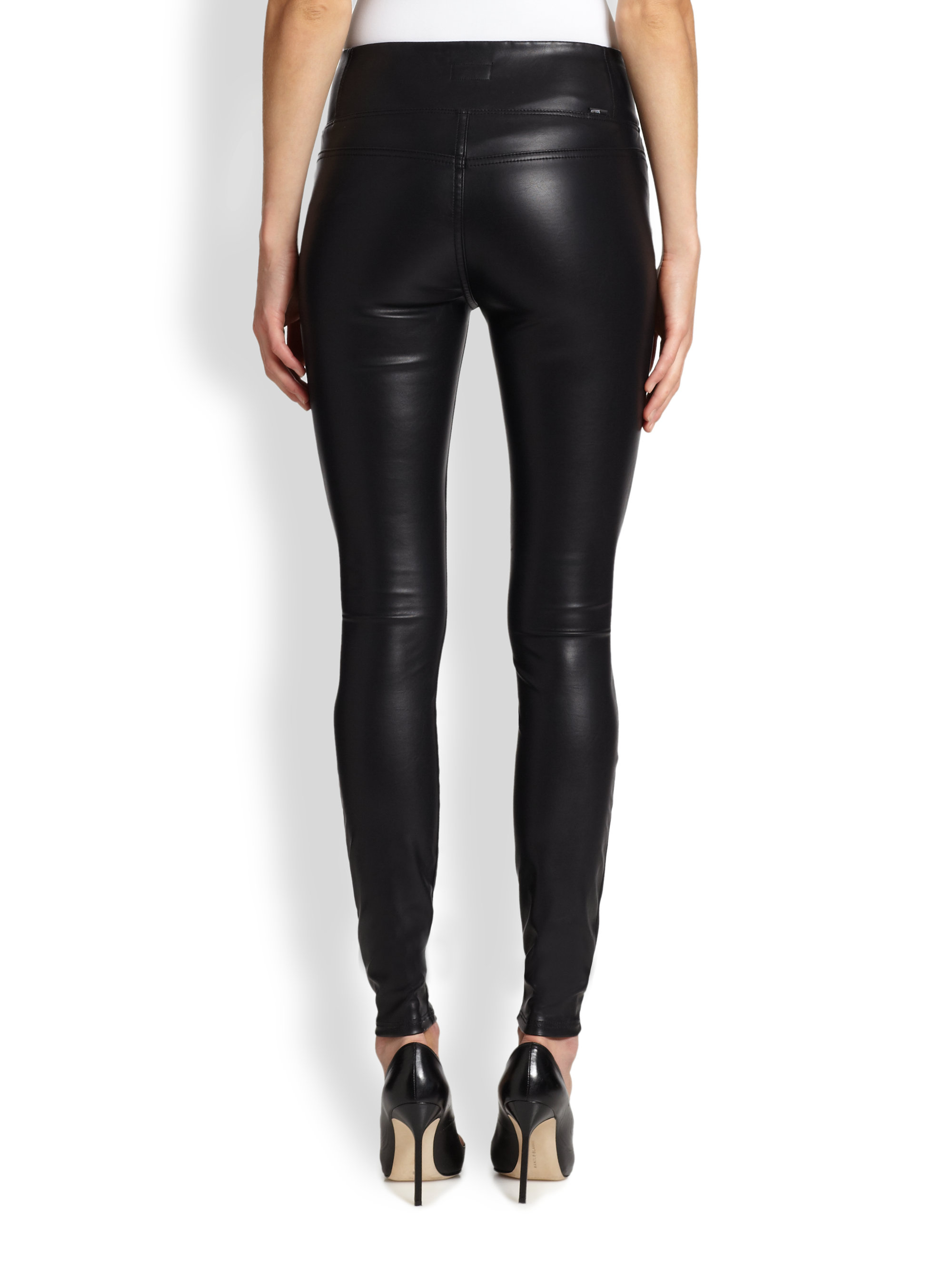 Mother The Sandy Faux Leather Leggings in Black | Lyst