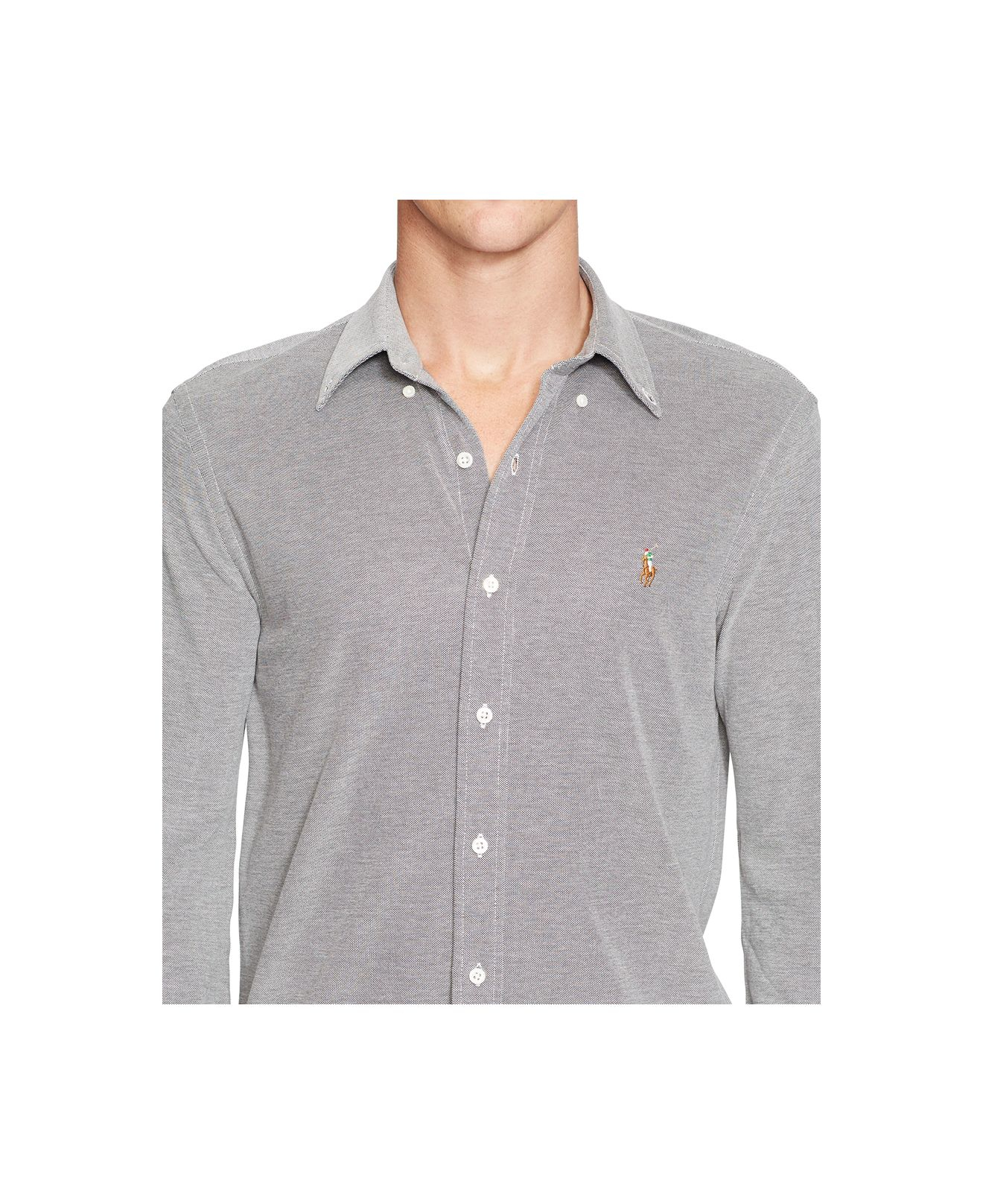 Polo Ralph Lauren Cotton Knit Oxford Shirt in Black for Men | Lyst