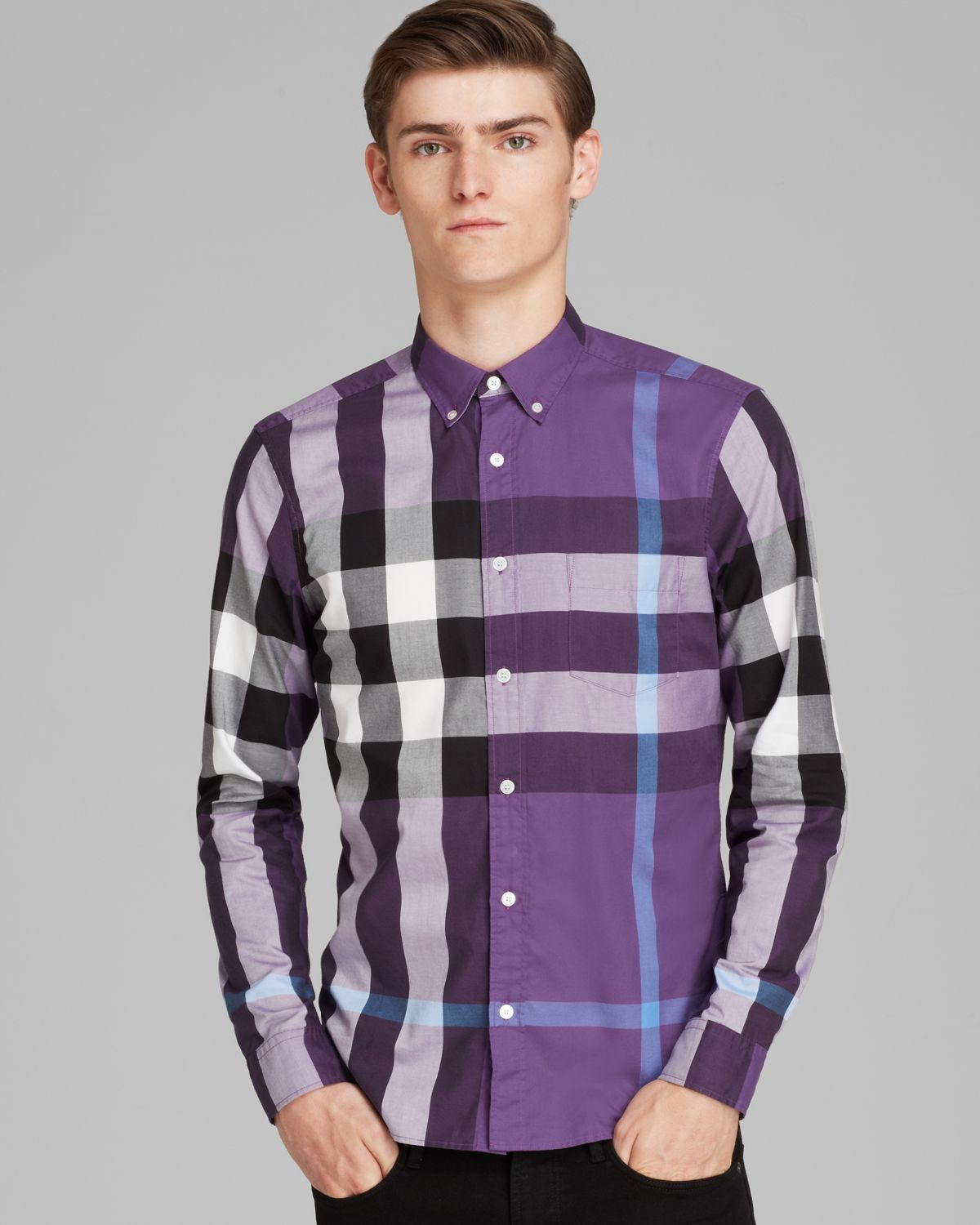 burberry shirt mens purple Online 