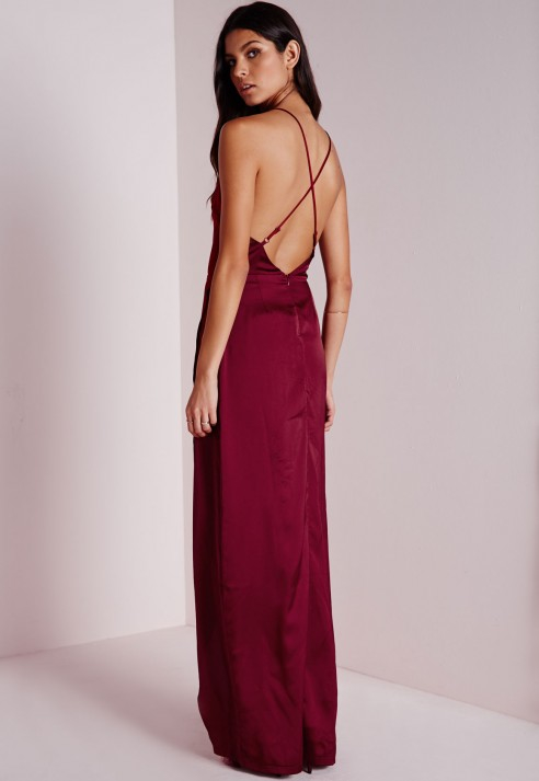 satin strappy maxi dress