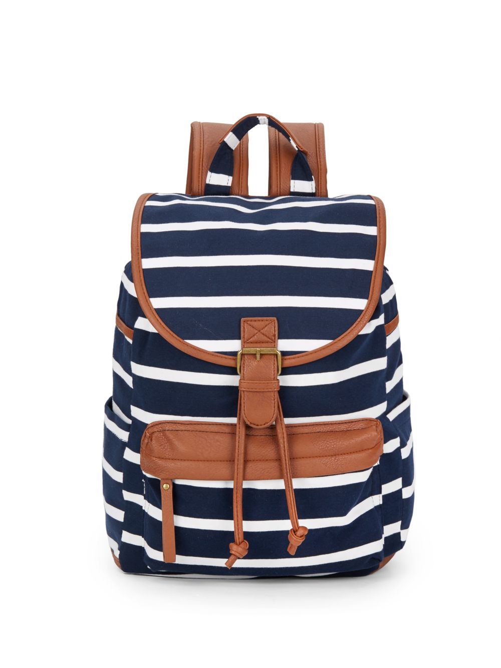 Download Madden Girl Benji Striped Canvas & Faux Leather Backpack ...