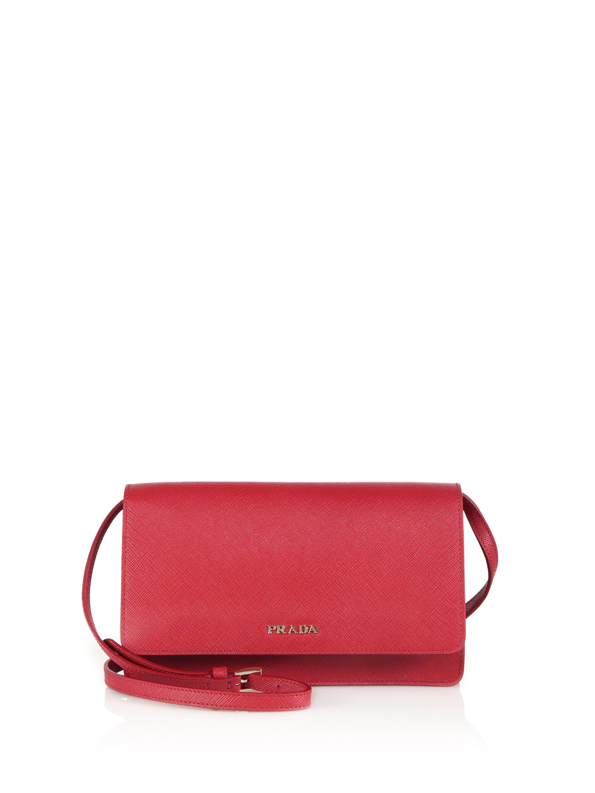 Prada Saffiano Lux Small Crossbody Bag in Red | Lyst