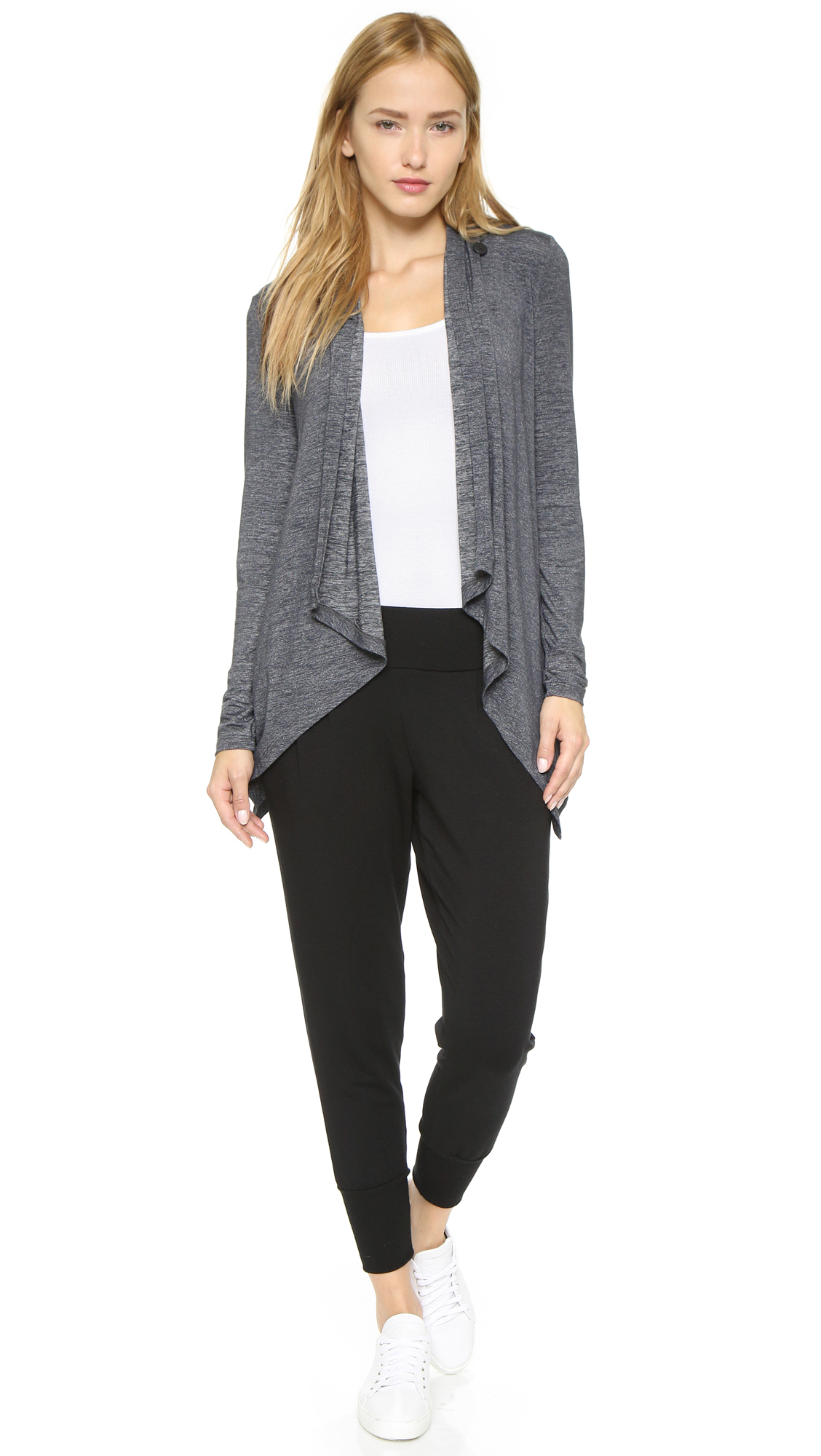 Beyond Yoga Cloud Heather Drape Front Cardigan - Heather Gray | Lyst