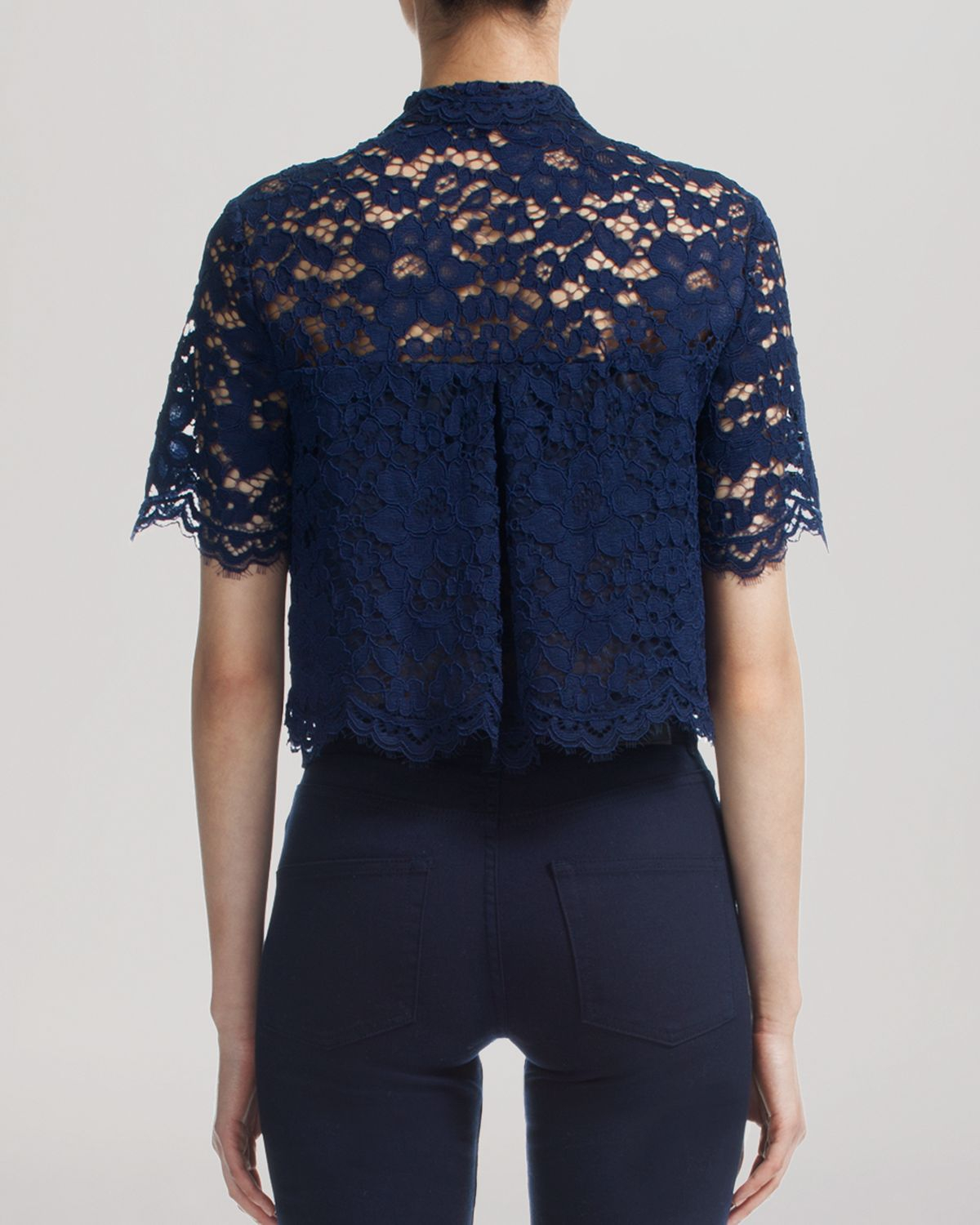 Whistles Camilla Lace Shirt in Navy 