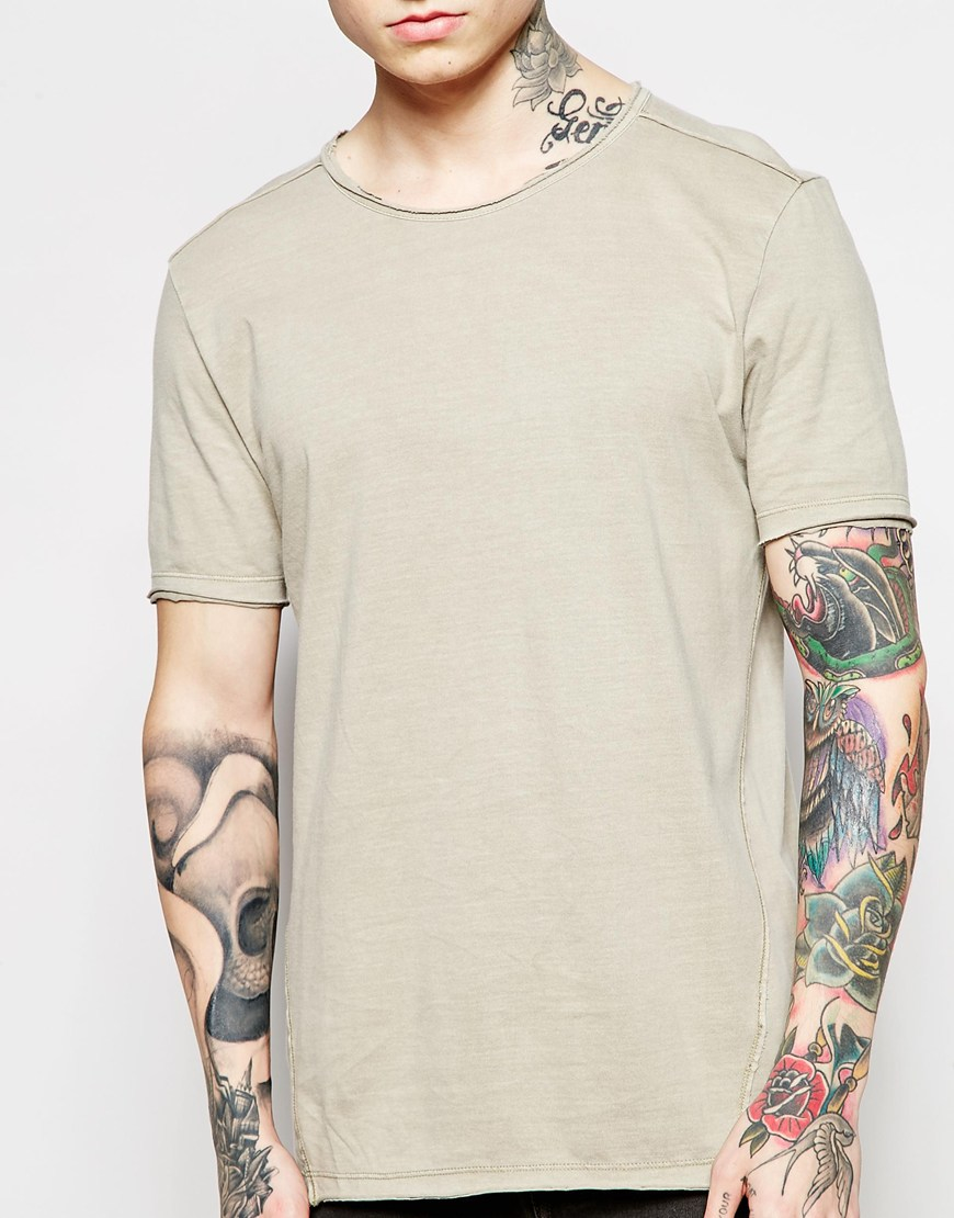 ASOS T-shirt With Raw Edges And Exposed Seams - Gray for Men