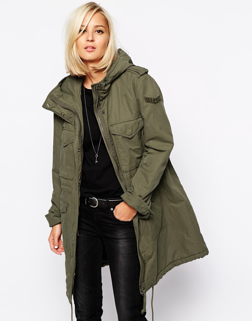 DIESEL Parka in Natural | Lyst