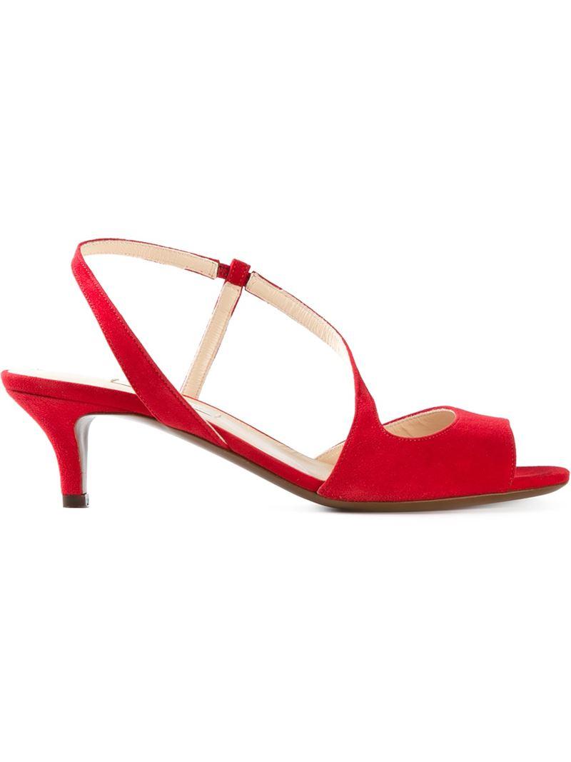 L'Autre Chose Kitten Heel Sandals in Red - Lyst