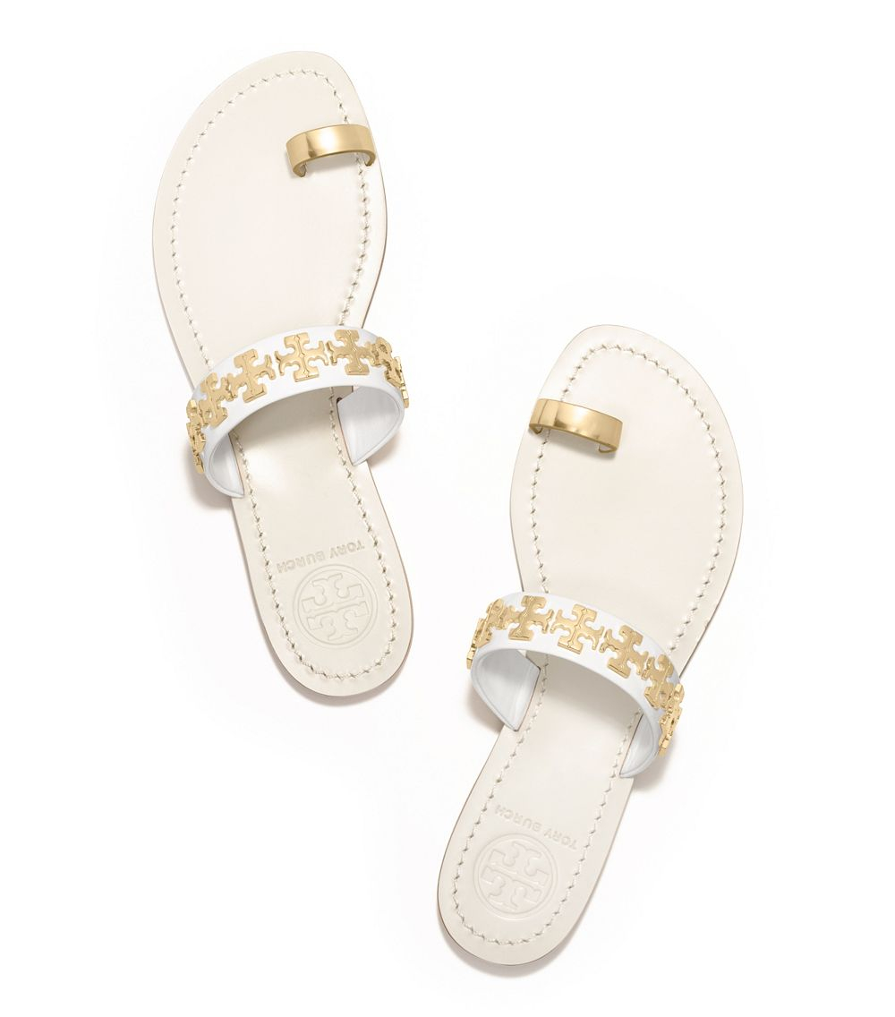 tory burch white and gold sandals
