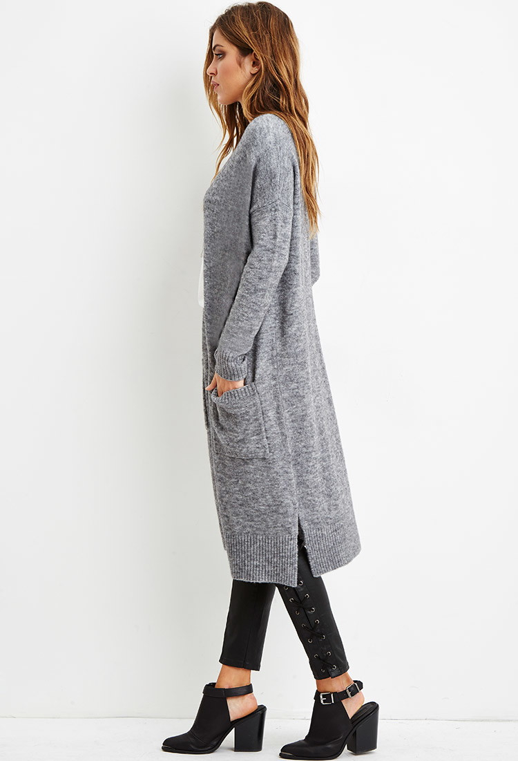 grey long line cardigan