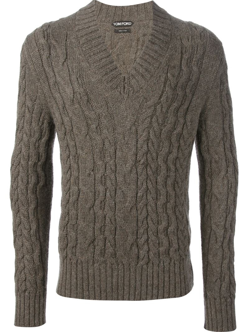 Tom Ford Cable Knit Sweater in Brown for Men - Lyst