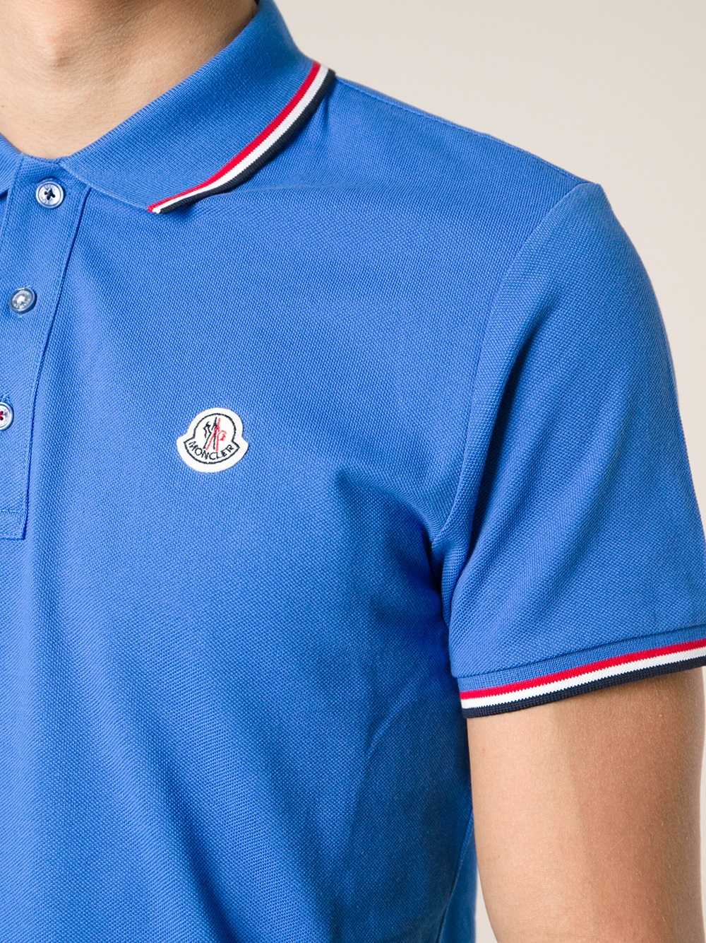 Moncler Slim Fit Polo Shirt in Blue for Men | Lyst