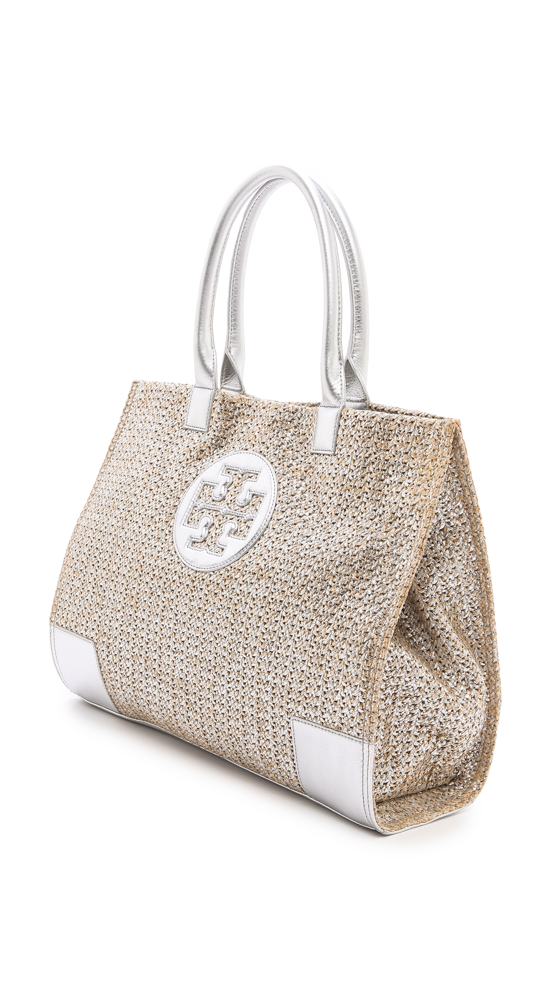 Tory burch Ella Metallic Straw Tote in Metallic Lyst