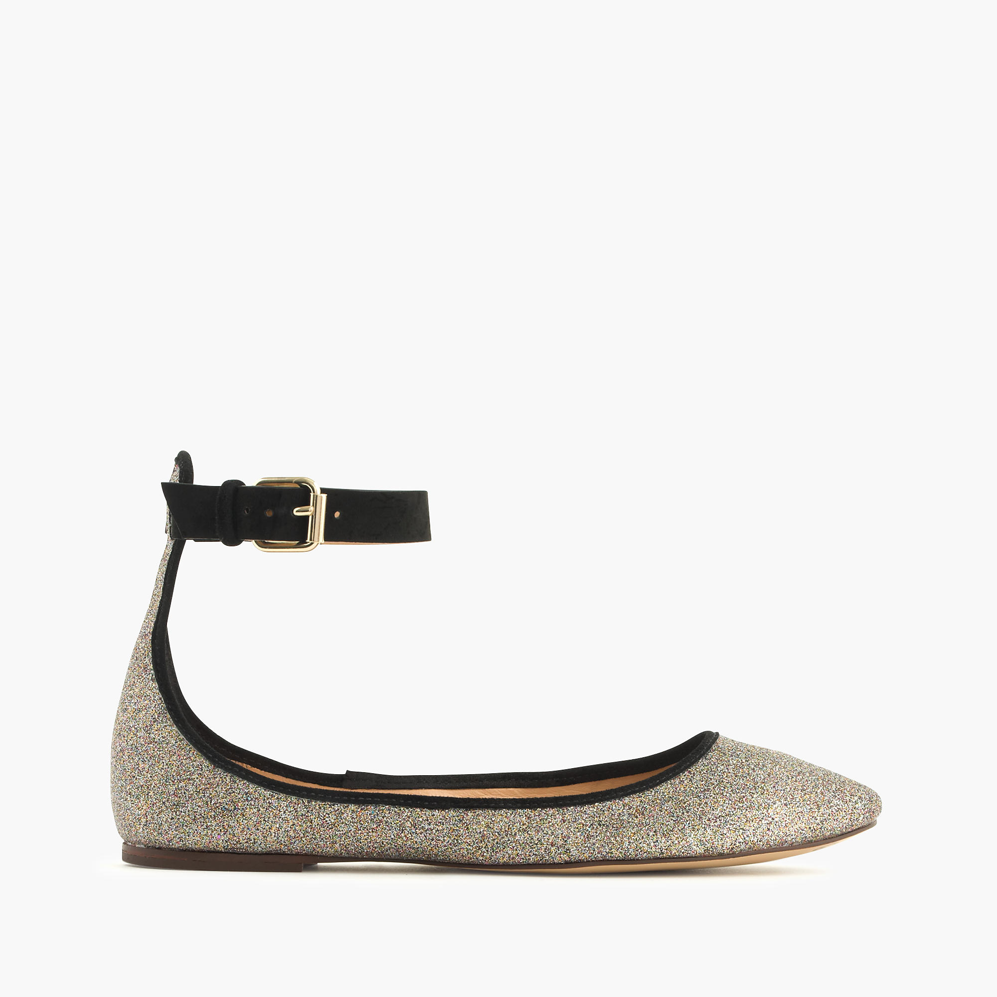 glitter flats with ankle strap