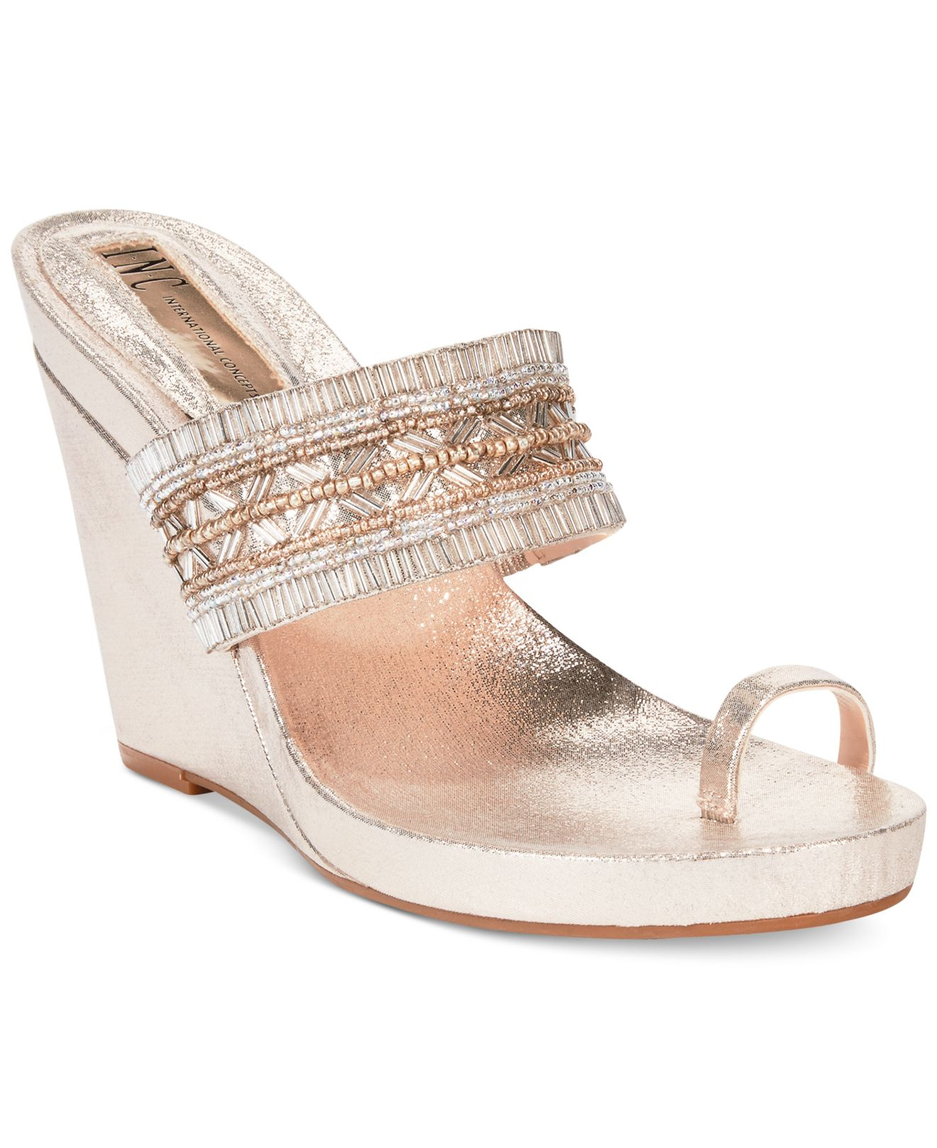 white and gold wedge sandals