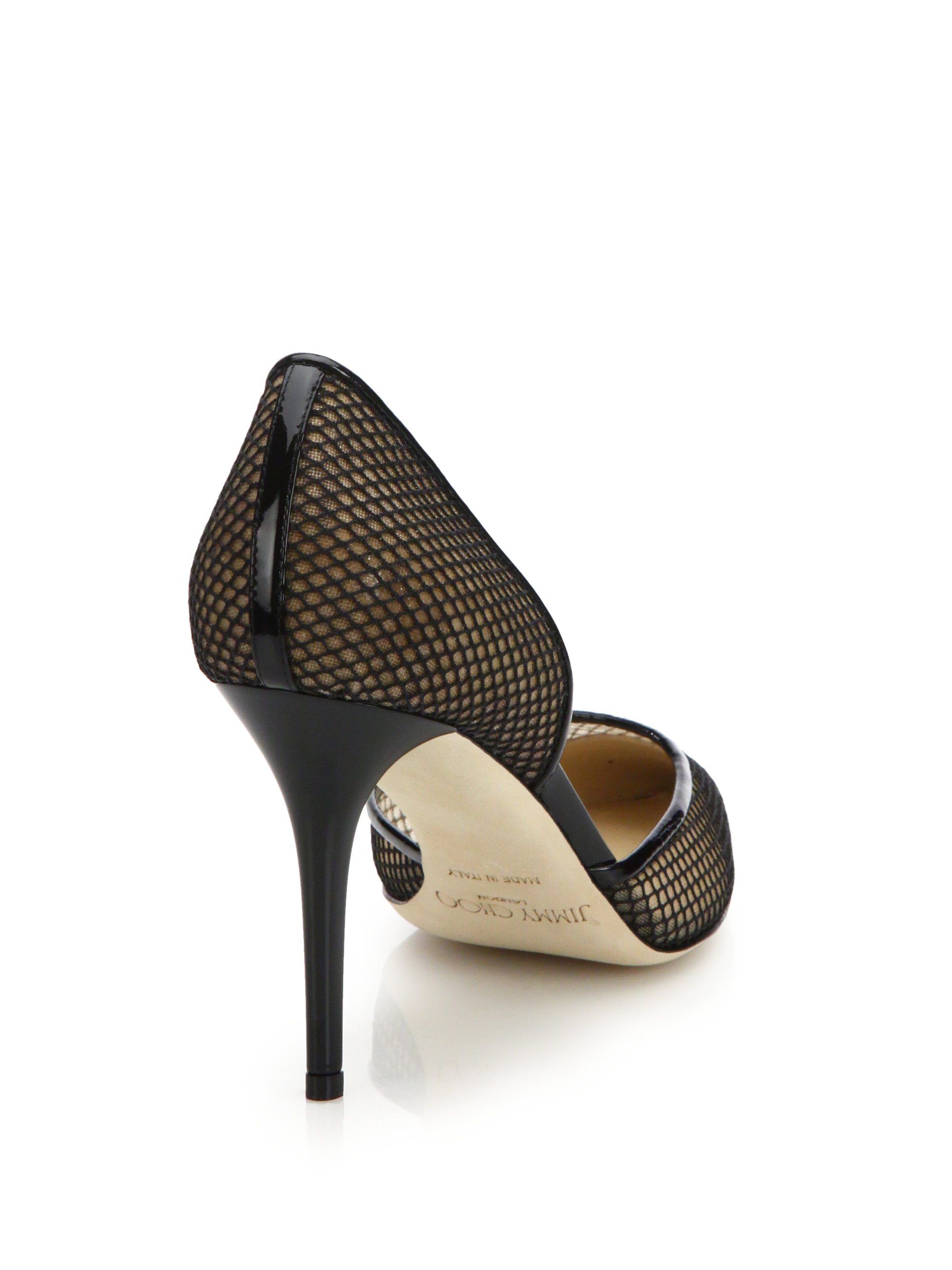 Lyst Jimmy Choo Addison Mesh & Patent Leather Pumps in Black