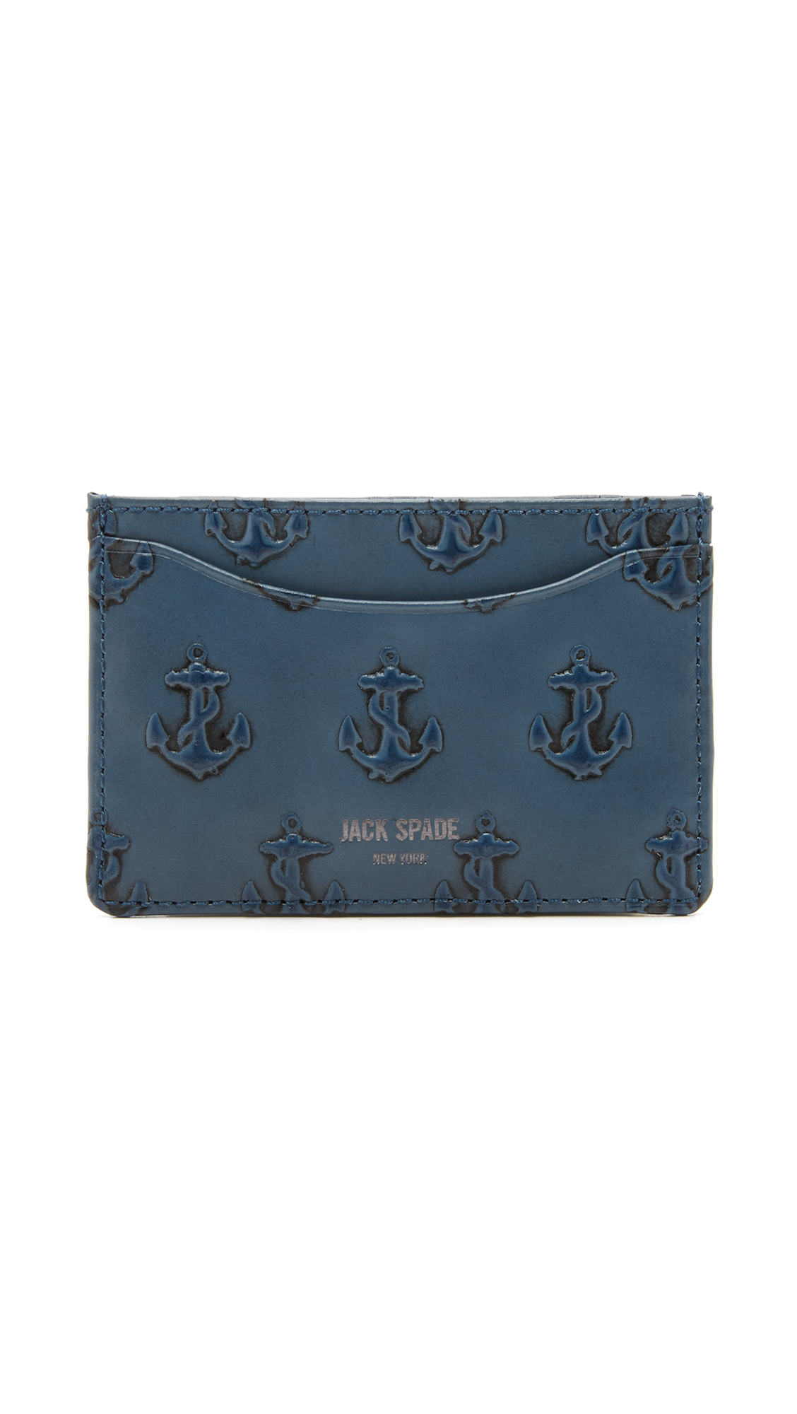 Jack Spade Leather Embossed Anchor Card Wallet In Blue For Men Lyst