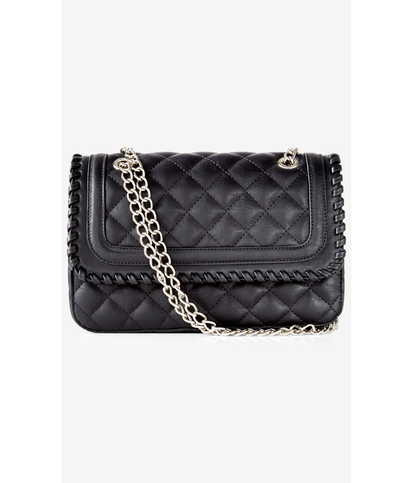 Express Whipstitch Quilted Chain Strap Shoulder Bag in Black | Lyst