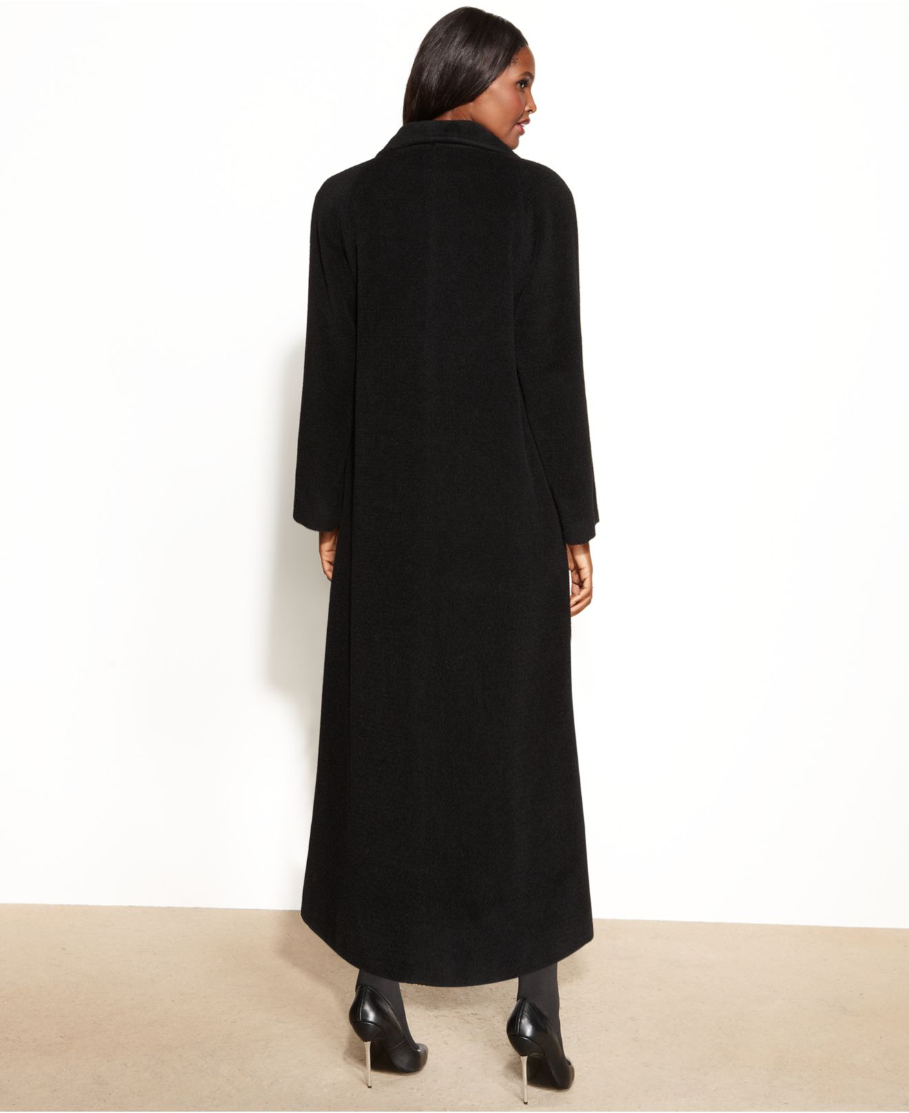 black maxi wool coat