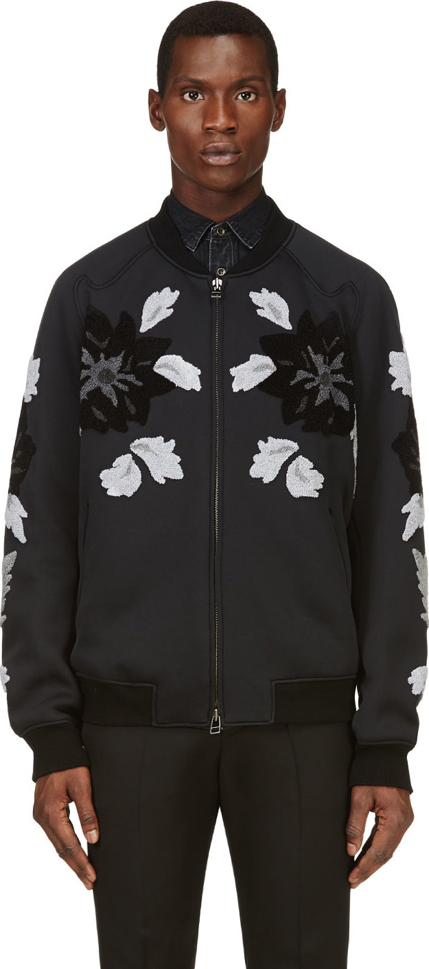 3.1 Phillip Lim Floral Embroidery Bomber Jacket in Black for Men | Lyst