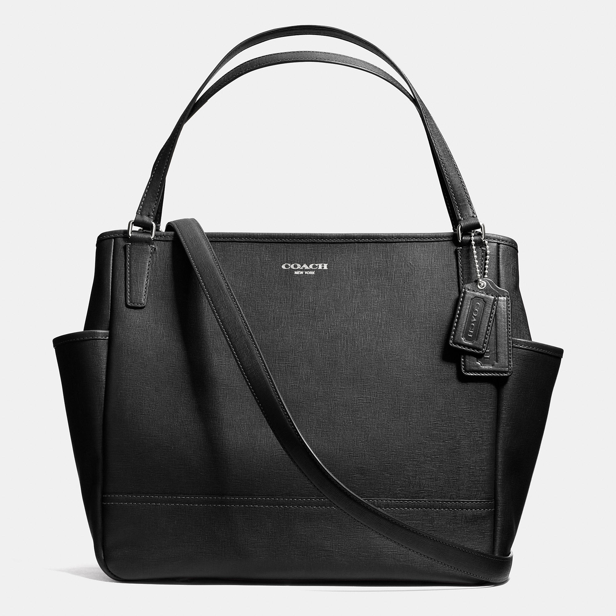 COACH Baby Bag Tote In Saffiano Leather in Silver/Black (Black) - Lyst