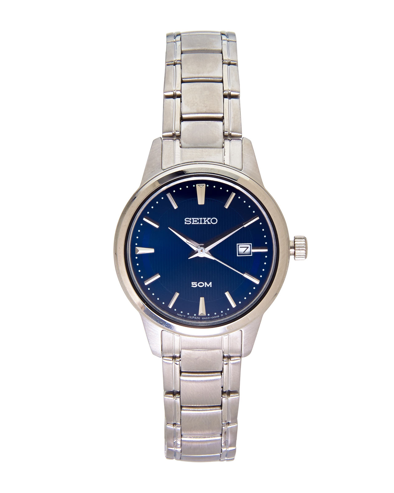 seiko silver and blue watch