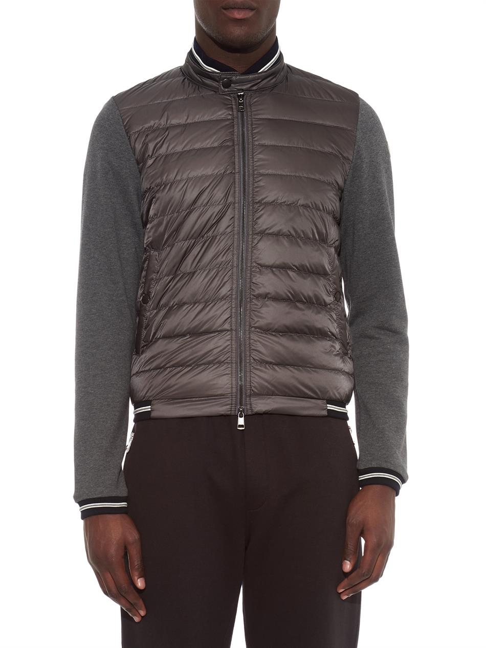 Moncler Maglia Contrast-panel Bomber-style Cardigan in Grey (Gray) for Men  - Lyst