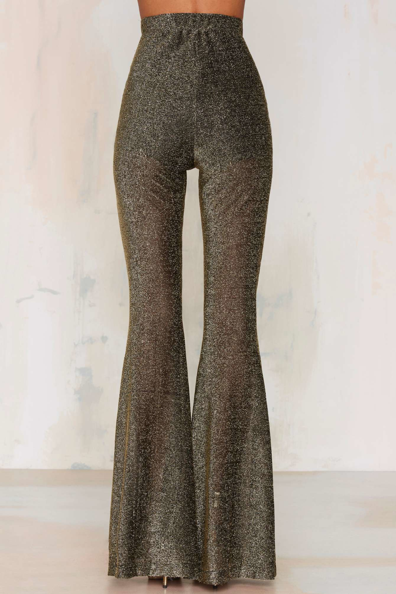 metallic flare pants