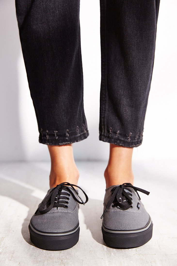 Vans Authentic Black Sole Sneaker in Grey (Gray) | Lyst