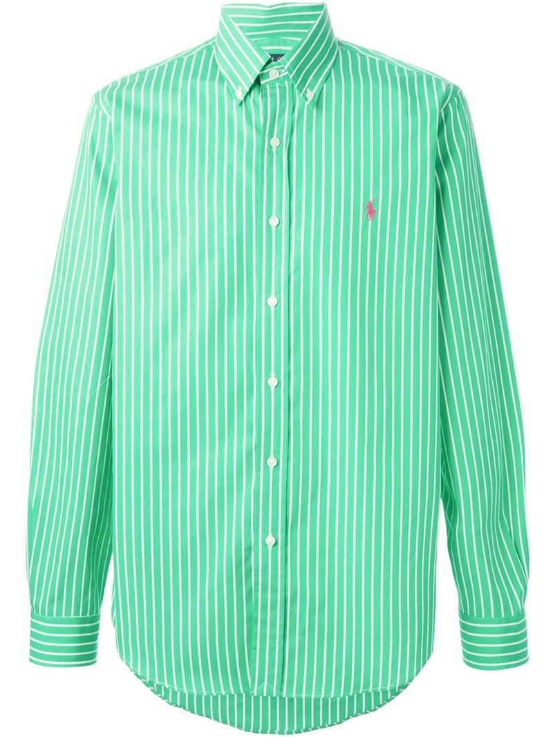 Polo Ralph Lauren Striped Button Down Shirt in Green for Men | Lyst