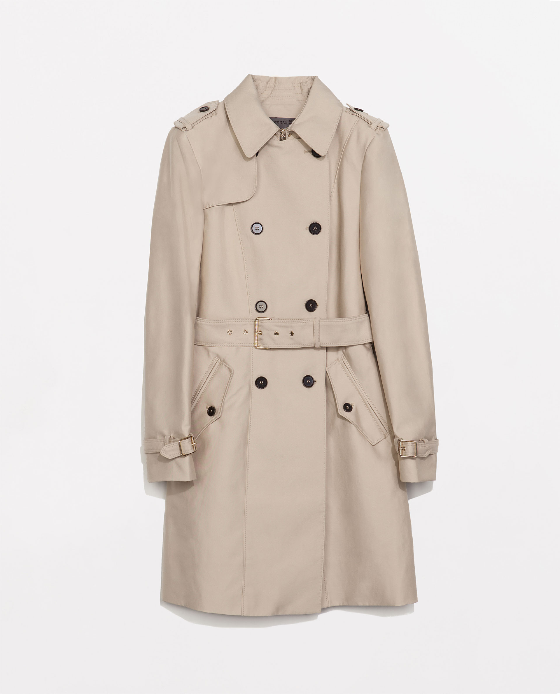 Zara Cotton Trench Coat in Beige | Lyst