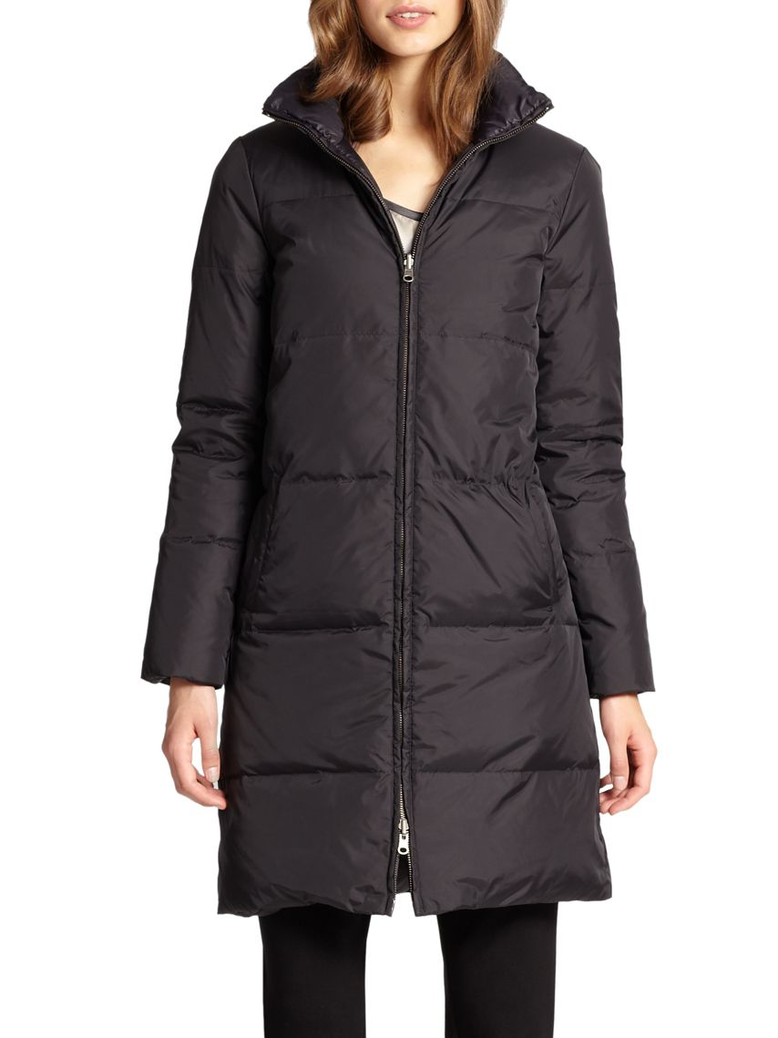 Eileen fisher Reversible Quilted Down Coat in Black | Lyst